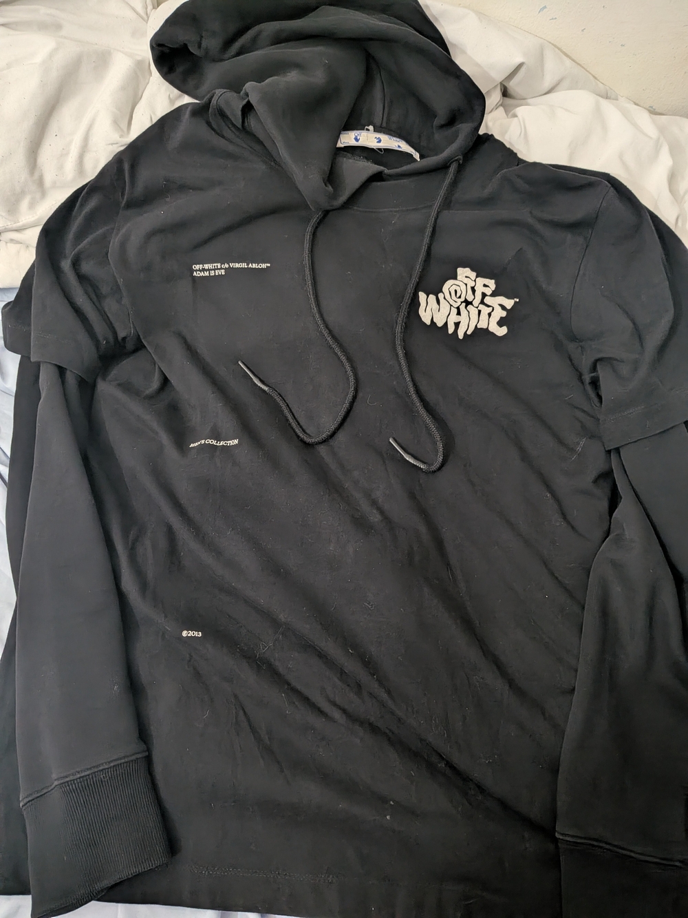 Off-White Black Hooded Long-Sleeve Shirt Hoodie Adam Is Eve Small